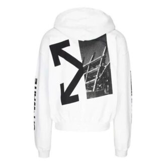 Split Arrows Hooded Fleece Men White
