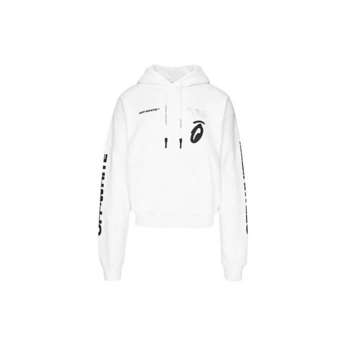 Split Arrows Hooded Fleece Men White