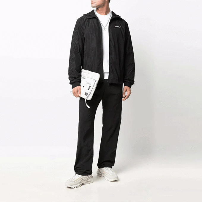 Sports Zipper Hooded Jacket Loose Fit Black