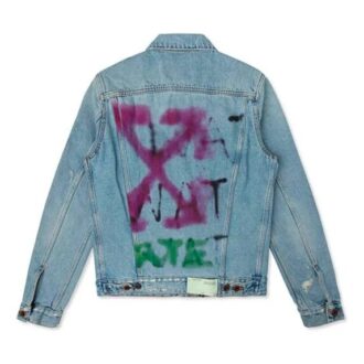 Spray Paint Graffiti Jacket Men Blue