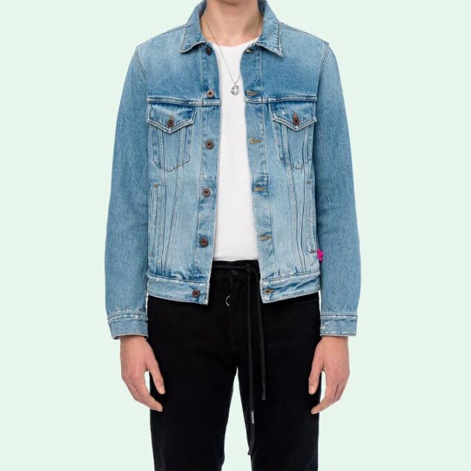 Spray Paint Graffiti Jacket Men Blue
