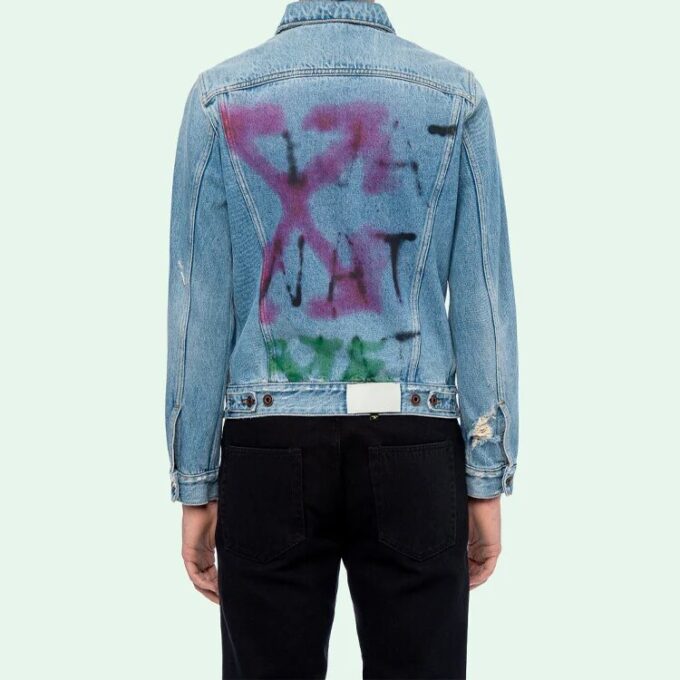 Spray Paint Graffiti Jacket Men Blue
