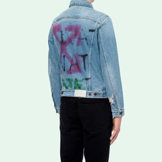 Spray Paint Graffiti Jacket Men Blue