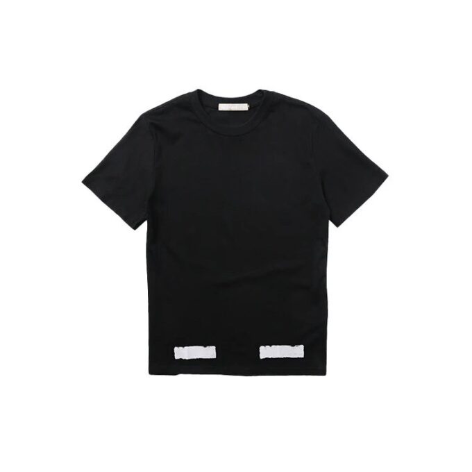 square frame Printing Round Neck Short Sleeve Unisex Black