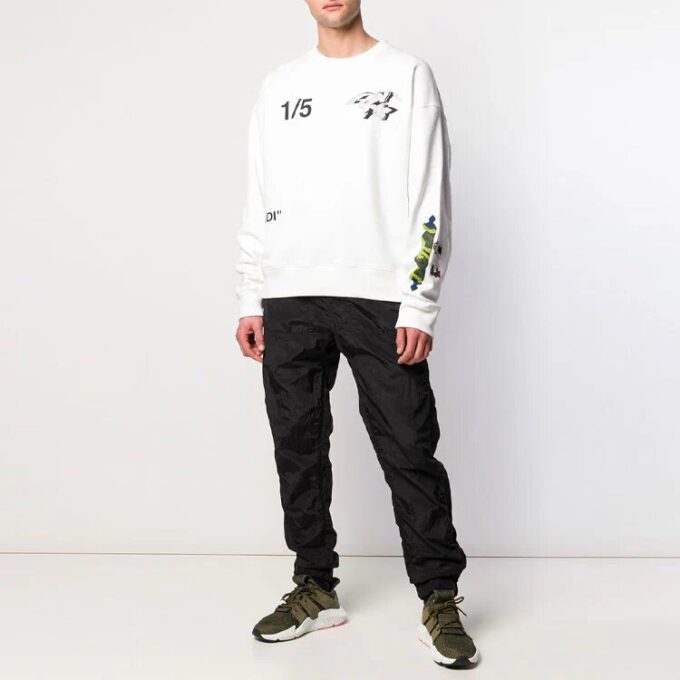 SS19 Cartoon Characters Printing Fleece Men White