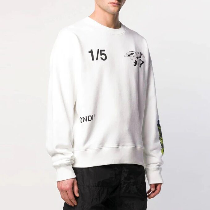 SS19 Cartoon Characters Printing Fleece Men White