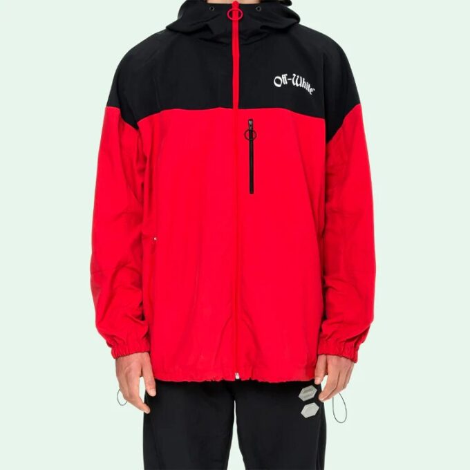 SS19 Mens Logo Hooded Windbreaker Jacket “Red Black”