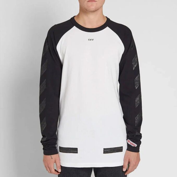 SS19 raglan sleeve Colorblock Arrow Long Sleeves Ordinary Version White