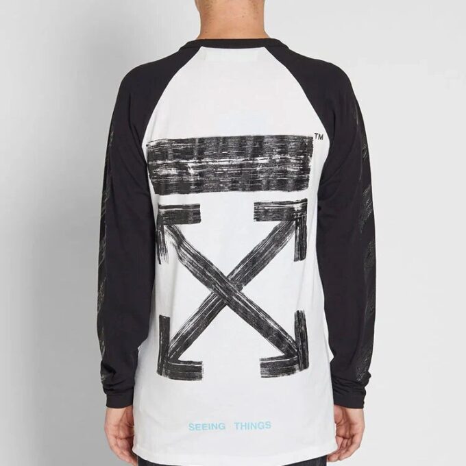 SS19 raglan sleeve Colorblock Arrow Long Sleeves Ordinary Version White