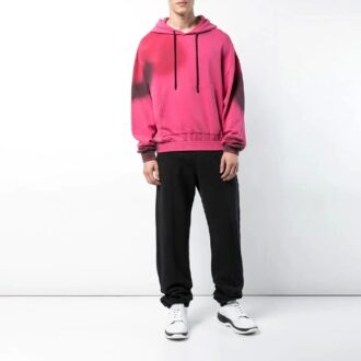 SS19 spray Cotton Hooded Fleece Men Pink