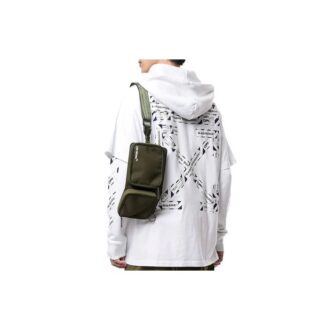 SS20 Airport Tape Printing Hooded Sweater Men White