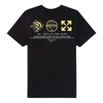 SS20 Black Cotton Symbols T-SHIRT Short Sleeve Mens Logo Normal Fit