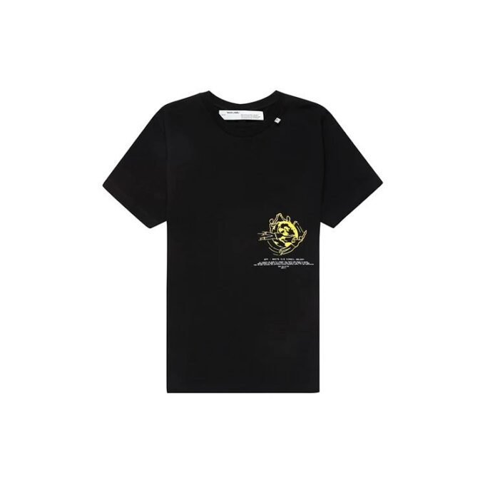 SS20 Black Cotton Symbols T-SHIRT Short Sleeve Mens Logo Normal Fit