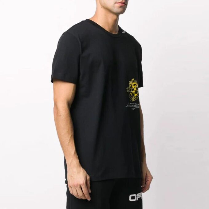 SS20 Black Cotton Symbols T-SHIRT Short Sleeve Mens Logo Normal Fit