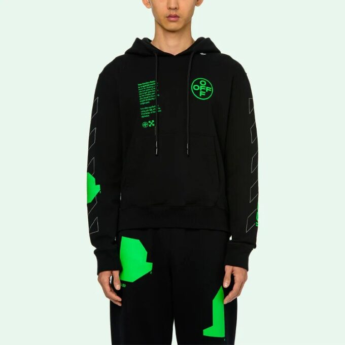 SS20 Black Hooded Sweatshirt Back Arrows Sketch Mens Logo Normal Fit Sweater