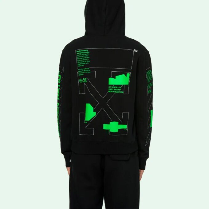 SS20 Black Hooded Sweatshirt Back Arrows Sketch Mens Logo Normal Fit Sweater