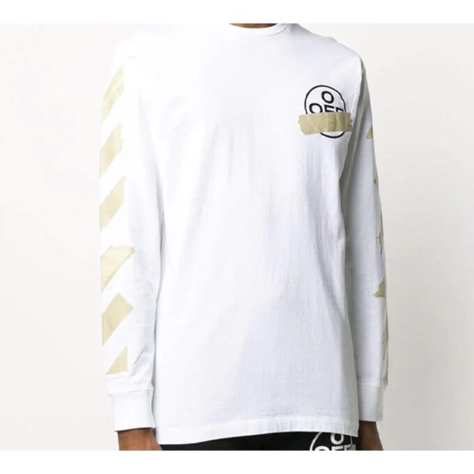 SS20 Tape Arrows Printing Long Sleeve Men White