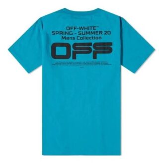 SS20 Wavy Line White Printing Loose Men Blue