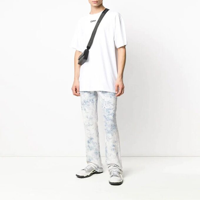 SS20 Wavy Line White Short Sleeve Oversize