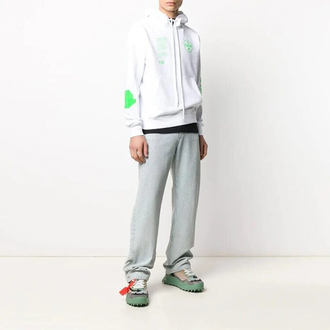 SS20 White Hooded Sweatshirt Back Arrows Sketch Mens Logo Normal Fit Sweater