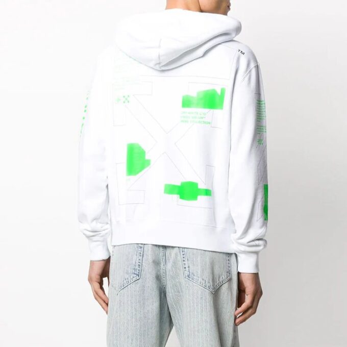 SS20 White Hooded Sweatshirt Back Arrows Sketch Mens Logo Normal Fit Sweater