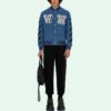 SS21 Alphabet Pattern Long Sleeves Baseball Collar Jacket Blue