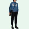 SS21 Alphabet Pattern Long Sleeves Baseball Collar Jacket Blue
