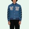 SS21 Alphabet Pattern Long Sleeves Baseball Collar Jacket Blue