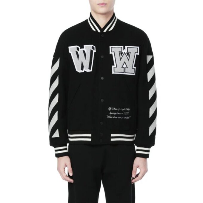 SS21 Alphabet Printing Long Sleeves Jacket Black