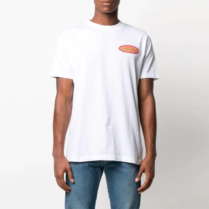 SS21 Alphabet Printing Loose Round Neck Short Sleeve Version White
