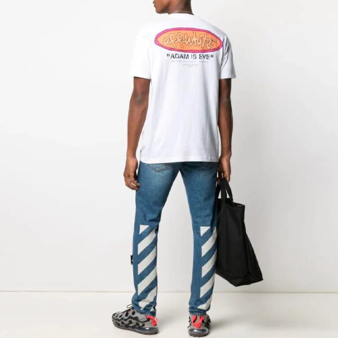 SS21 Alphabet Printing Loose Round Neck Short Sleeve Version White
