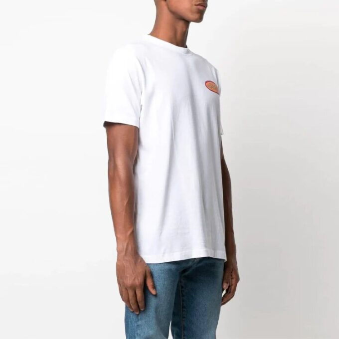 SS21 Alphabet Printing Loose Round Neck Short Sleeve Version White