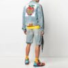 SS21 Apple Logo Pattern Denim Jacket Loose Fit Blue