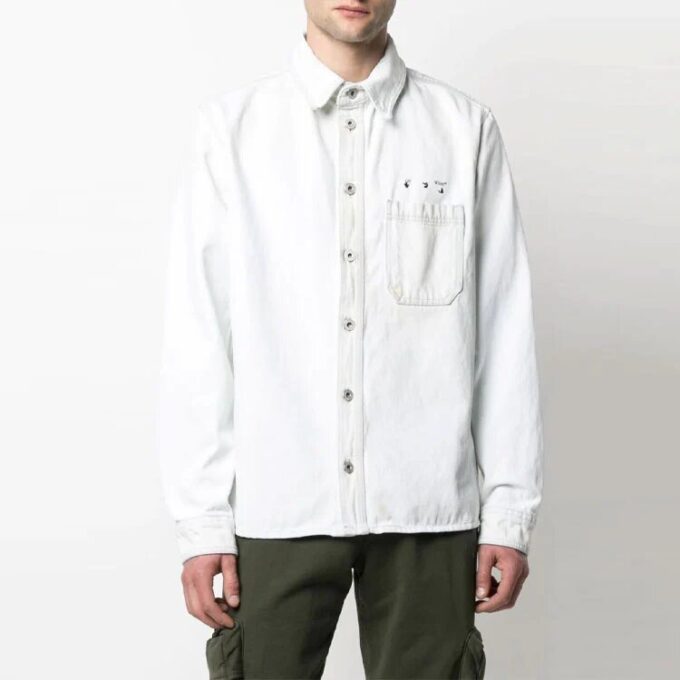 SS21 Arrow Logo Denim Jacket Version White