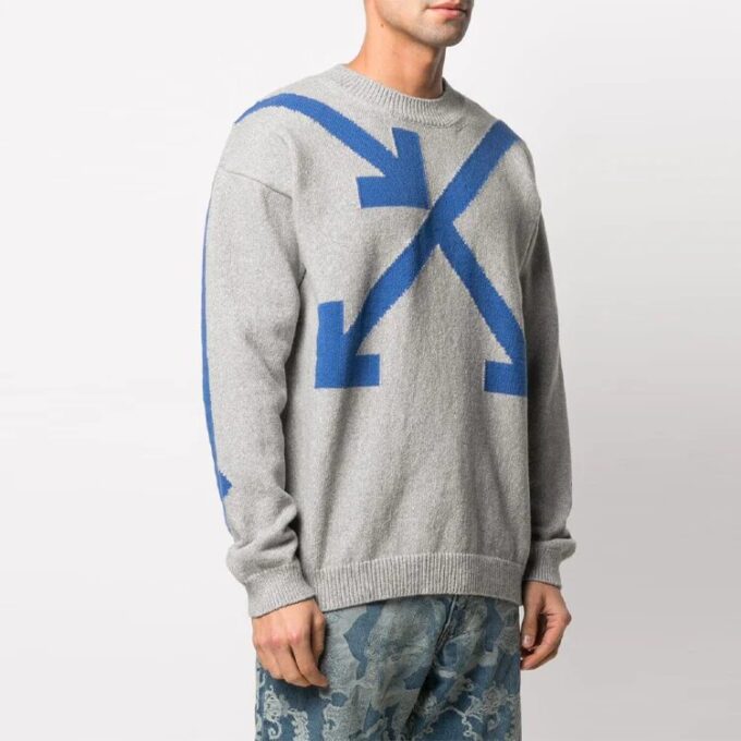 SS21 Arrow Pattern Round Neck Pullover Gray