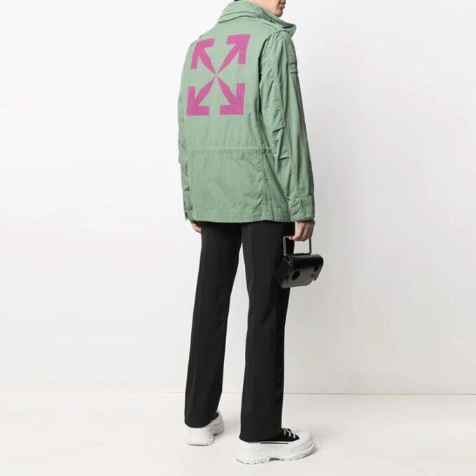 SS21 Arrows Logo Solid Color Multiple Pockets Jacket Green