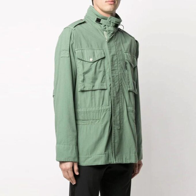 SS21 Arrows Logo Solid Color Multiple Pockets Jacket Green