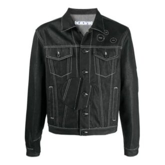 SS21 Arrows Pattern Denim Jacket Black