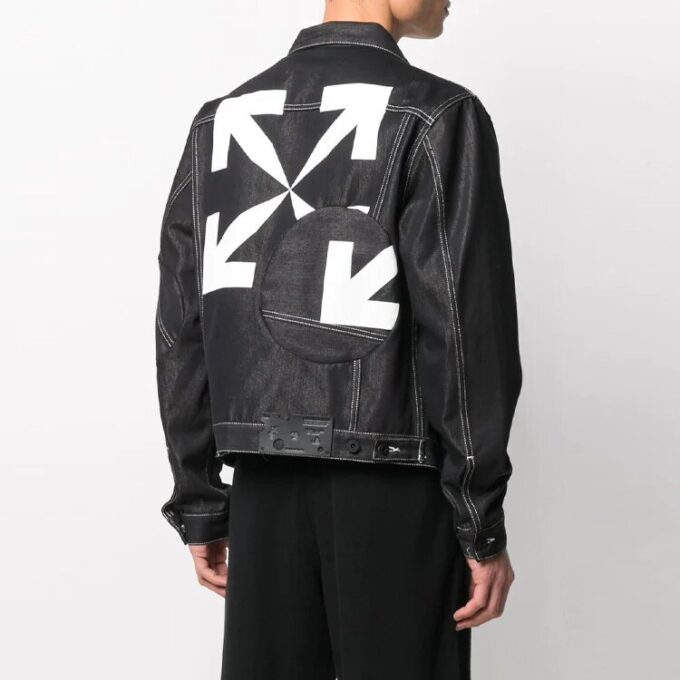SS21 Arrows Pattern Denim Jacket Black