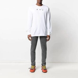 SS21 Arrows Pattern Printing Round Neck Long Sleeves Ordinary Version White