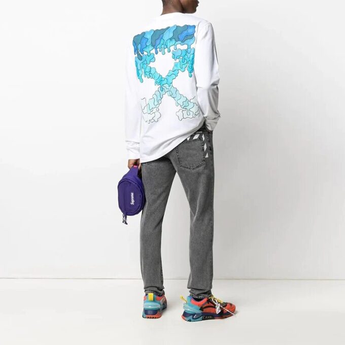 SS21 Arrows Pattern Printing Round Neck Long Sleeves Ordinary Version White