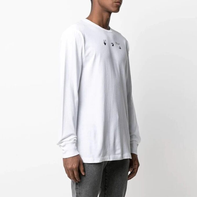 SS21 Arrows Pattern Printing Round Neck Long Sleeves Ordinary Version White