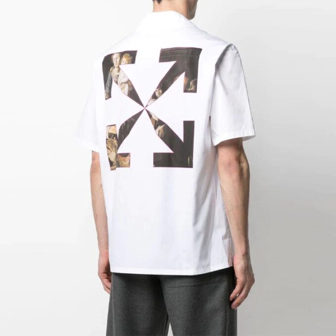 SS21 Arrows Pattern Printing Short Sleeve Shirt Version White
