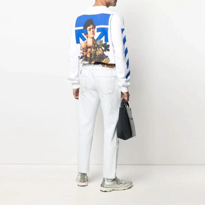 SS21 Arrows Pattern Stripe Printing Long Sleeves White
