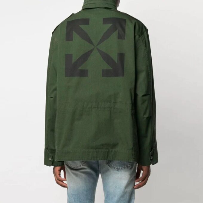 SS21 Arrows Pattern Zipper Hooded Jacket Ordinary Version Green