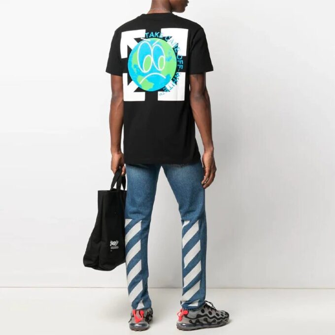 SS21 Arrows Printing Round Neck Printing Short Sleeve Ordinary Version Black