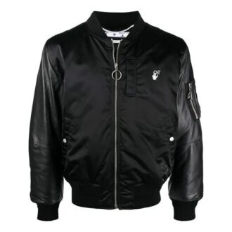 SS21 aviator Logo Printing Splicing Jacket Black