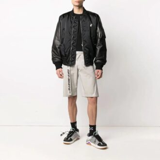 SS21 aviator Logo Printing Splicing Jacket Black