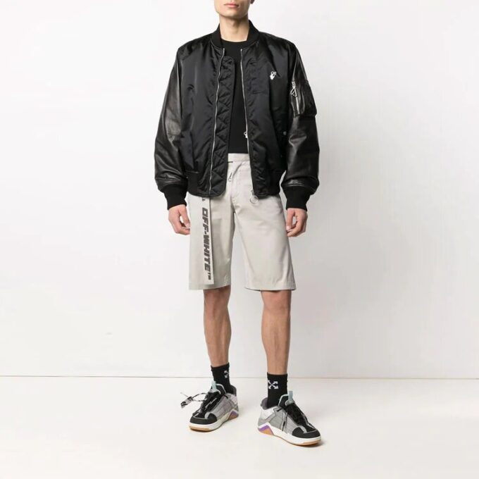 SS21 aviator Logo Printing Splicing Jacket Black