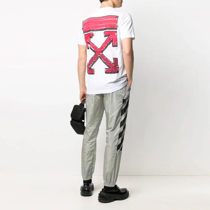 SS21 Back Arrow Logo Printing Round Neck Pullover Short Sleeve White